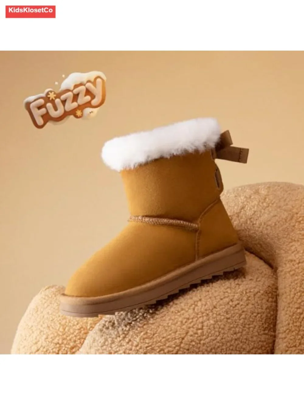 Girls Winter Snow Boots Faux Fur Ankle Boots with Bows